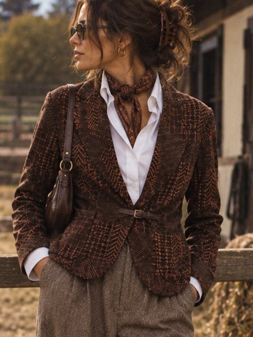 Vintage LRL Lauren Ralph Lauren Equestrian Buckle Patchwork Wrap Cardigan